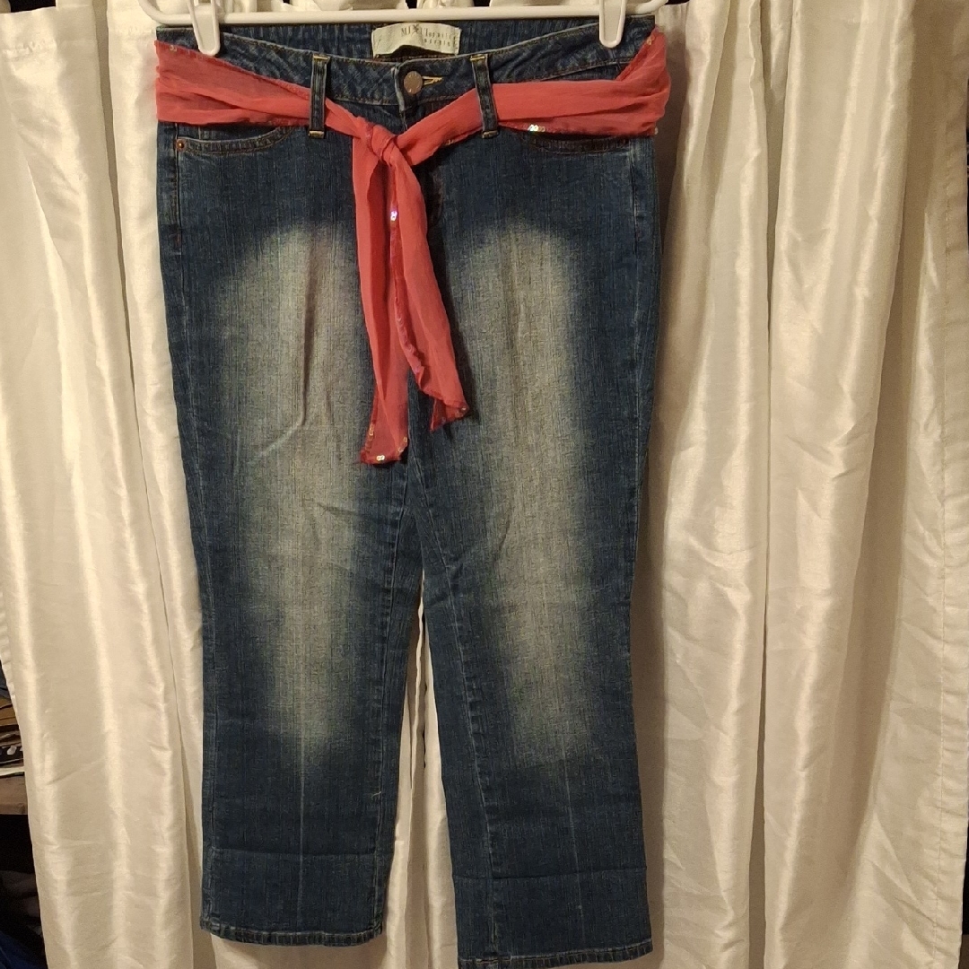 Mixit Blue Cropped Jeans With Pink Belt 6p